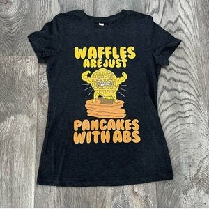 Waffles Are Just Pancakes With Abs Graphic Fitted Tee T-Shirt Size M